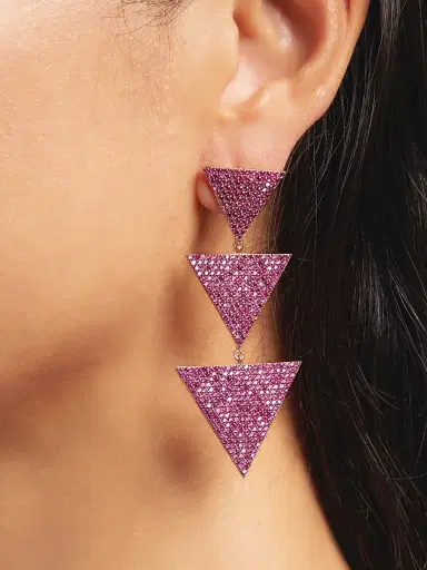 Nickho Rey Women's Megan 14K-Rose-Gold Vermeil & Crystal Triangle Drop Earrings - Hot Pink | Thumbnail 2 Nickho Rey Women's Megan 14K-Rose-Gold Vermeil & Crystal Triangle Drop Earrings - Hot Pink | Thumbnail 2
