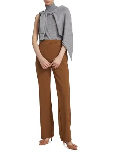 Saks Fifth Avenue Women's Straight-Leg High-Rise Trousers - Mocha | Thumbnail 2 Saks Fifth Avenue Women's Straight-Leg High-Rise Trousers - Mocha | Thumbnail 2