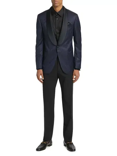 Saks Fifth Avenue Men's COLLECTION Sparkle Floral Wool-Blend One-Button Suit Jacket - Navy | Thumbnail 2 Saks Fifth Avenue Men's COLLECTION Sparkle Floral Wool-Blend One-Button Suit Jacket - Navy | Thumbnail 2