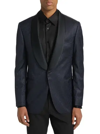 Saks Fifth Avenue Men's COLLECTION Sparkle Floral Wool-Blend One-Button Suit Jacket - Navy | Thumbnail 3 Saks Fifth Avenue Men's COLLECTION Sparkle Floral Wool-Blend One-Button Suit Jacket - Navy | Thumbnail 3