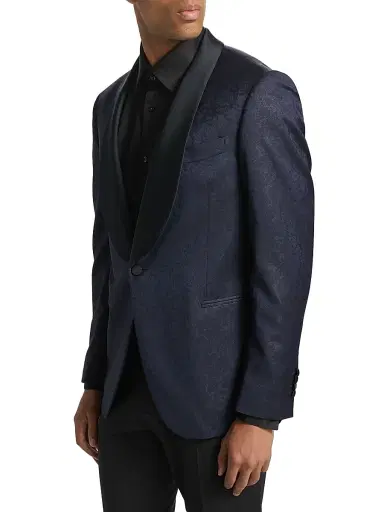 Saks Fifth Avenue Men's COLLECTION Sparkle Floral Wool-Blend One-Button Suit Jacket - Navy | Thumbnail 4 Saks Fifth Avenue Men's COLLECTION Sparkle Floral Wool-Blend One-Button Suit Jacket - Navy | Thumbnail 4