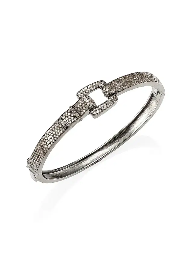 Women's Sterling Silver & 2.24 TCW Diamond Buckle Bangle Women's Sterling Silver & 2.24 TCW Diamond Buckle Bangle