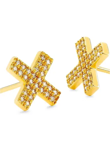 Saks Fifth Avenue Collection Women's 14K Yellow Gold & 0.2 TCW Diamond X Stud Earrings - Yellow Gold | Thumbnail 4 Saks Fifth Avenue Collection Women's 14K Yellow Gold & 0.2 TCW Diamond X Stud Earrings - Yellow Gold | Thumbnail 4