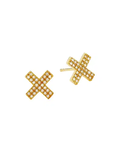 Saks Fifth Avenue Collection Women's 14K Yellow Gold & 0.2 TCW Diamond X Stud Earrings - Yellow Gold | Thumbnail 1 Saks Fifth Avenue Collection Women's 14K Yellow Gold & 0.2 TCW Diamond X Stud Earrings - Yellow Gold | Thumbnail 1