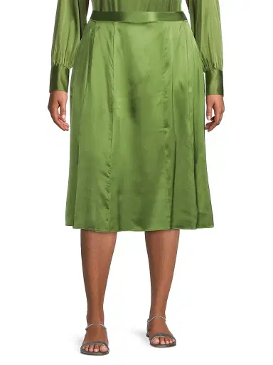 Gabriella Rossetti Women's Bellini Silk Charmeuse Midi-Skirt - Leaf Green | Thumbnail 3 Gabriella Rossetti Women's Bellini Silk Charmeuse Midi-Skirt - Leaf Green | Thumbnail 3