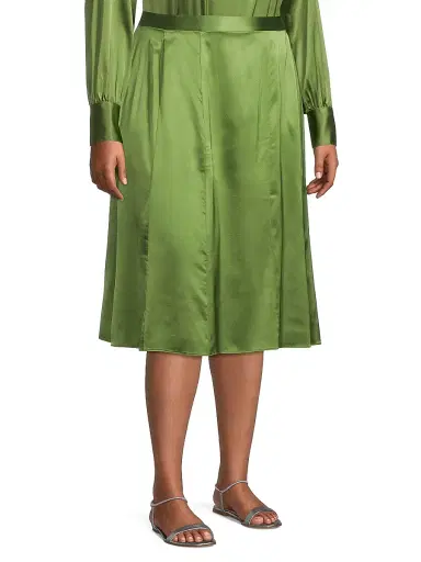 Gabriella Rossetti Women's Bellini Silk Charmeuse Midi-Skirt - Leaf Green | Thumbnail 4 Gabriella Rossetti Women's Bellini Silk Charmeuse Midi-Skirt - Leaf Green | Thumbnail 4