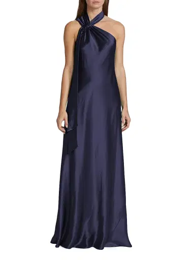 GALVAN LONDON Women's Ushuaia Satin Tieneck Gown - Midnight - Size 12 | Thumbnail 3 GALVAN LONDON Women's Ushuaia Satin Tieneck Gown - Midnight - Size 12 | Thumbnail 3