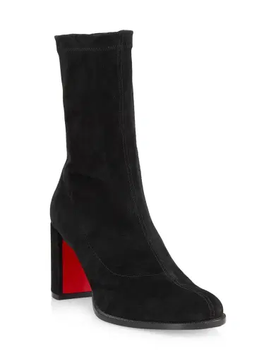 Christian Louboutin Women's Stretchadoxa 70MM Suede Booties - Black | Thumbnail 1 Christian Louboutin Women's Stretchadoxa 70MM Suede Booties - Black | Thumbnail 1