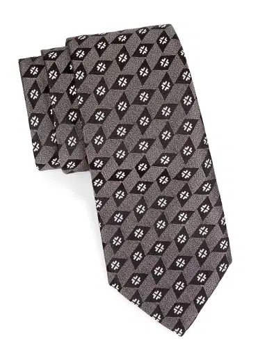 Charvet Men's Window Silk Tie - Grey Silver | Thumbnail 1 Charvet Men's Window Silk Tie - Grey Silver | Thumbnail 1