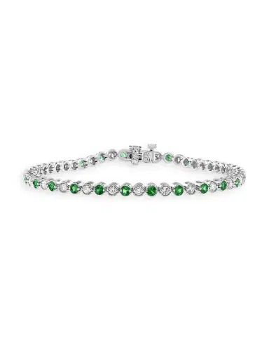 Saks Fifth Avenue Collection Women's 14K White Gold, Emerald & 2.20 TCW Diamond Tennis Bracelet - White Gold | Thumbnail 1 Saks Fifth Avenue Collection Women's 14K White Gold, Emerald & 2.20 TCW Diamond Tennis Bracelet - White Gold | Thumbnail 1