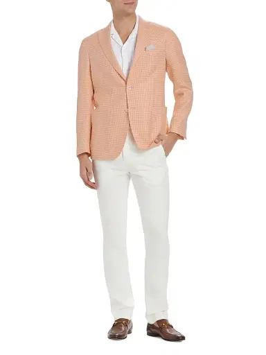 Saks Fifth Avenue Men's COLLECTION Houndstooth Wool-Blend Two-Button Sport Coat - Tangerine | Thumbnail 2 Saks Fifth Avenue Men's COLLECTION Houndstooth Wool-Blend Two-Button Sport Coat - Tangerine | Thumbnail 2