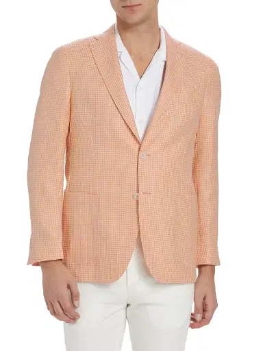 Saks Fifth Avenue Men's COLLECTION Houndstooth Wool-Blend Two-Button Sport Coat - Tangerine | Thumbnail 3 Saks Fifth Avenue Men's COLLECTION Houndstooth Wool-Blend Two-Button Sport Coat - Tangerine | Thumbnail 3
