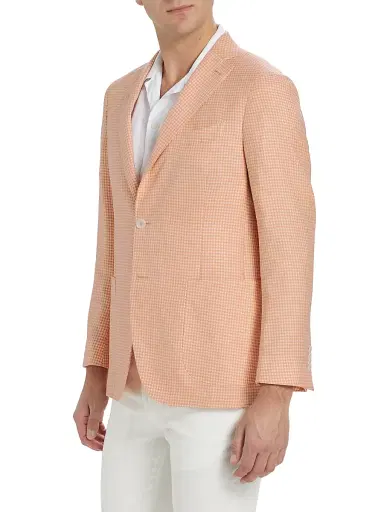 Saks Fifth Avenue Men's COLLECTION Houndstooth Wool-Blend Two-Button Sport Coat - Tangerine | Thumbnail 4 Saks Fifth Avenue Men's COLLECTION Houndstooth Wool-Blend Two-Button Sport Coat - Tangerine | Thumbnail 4