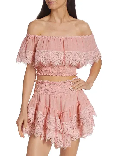 Queen Moda Women's Mykonos Lace Crop Top | Thumbnail 3 Queen Moda Women's Mykonos Lace Crop Top | Thumbnail 3