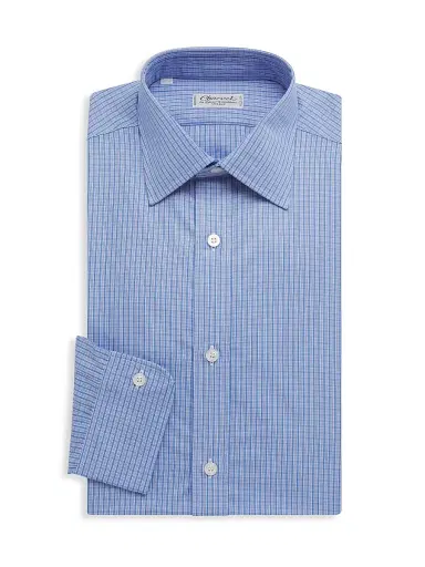 Charvet Men's Check Window Glenplaid Dress Shirt - Blue - Size 15.5 | Thumbnail 1 Charvet Men's Check Window Glenplaid Dress Shirt - Blue - Size 15.5 | Thumbnail 1