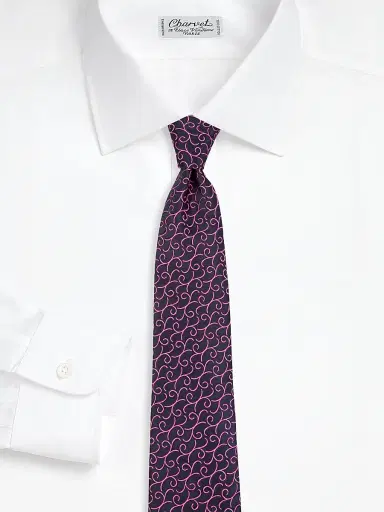 Charvet Men's Neat New Paisley Vine Silk Tie - Navy Pink | Thumbnail 2 Charvet Men's Neat New Paisley Vine Silk Tie - Navy Pink | Thumbnail 2