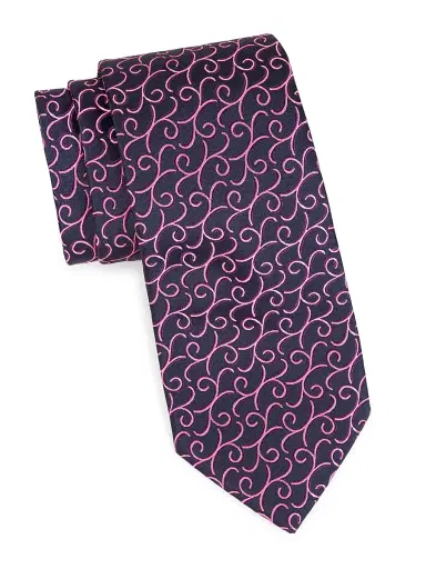 Charvet Men's Neat New Paisley Vine Silk Tie - Navy Pink | Thumbnail 1 Charvet Men's Neat New Paisley Vine Silk Tie - Navy Pink | Thumbnail 1