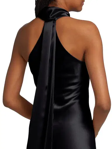 GALVAN LONDON Women's Pandora Satin Halterneck Midi-Dress - Black - Size 12 | Thumbnail 6 GALVAN LONDON Women's Pandora Satin Halterneck Midi-Dress - Black - Size 12 | Thumbnail 6