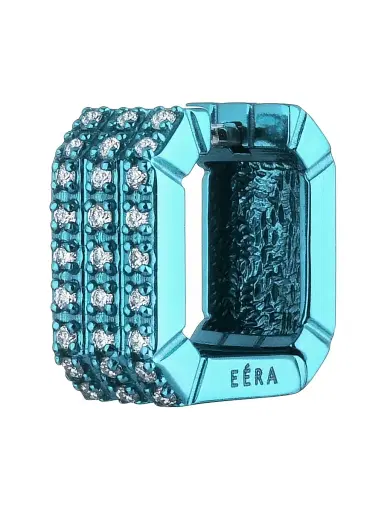 Eéra Women's Candy 18K White Gold & 0.2295 TCW Diamond Geometric Hoop Earring - Light Blue | Thumbnail 1 Eéra Women's Candy 18K White Gold & 0.2295 TCW Diamond Geometric Hoop Earring - Light Blue | Thumbnail 1
