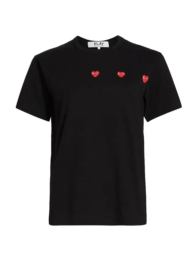 Women's Horizontal Heart Cotton T-Shirt - Black Women's Horizontal Heart Cotton T-Shirt - Black