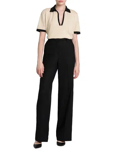 Kiton Women's Wide-Leg Linen-Blend Pants - Black - Size 12 | Thumbnail 2 Kiton Women's Wide-Leg Linen-Blend Pants - Black - Size 12 | Thumbnail 2