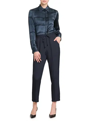 Kiton Women's Drawstring Stretch Silk Pants - Navy - Size 4 | Thumbnail 2 Kiton Women's Drawstring Stretch Silk Pants - Navy - Size 4 | Thumbnail 2