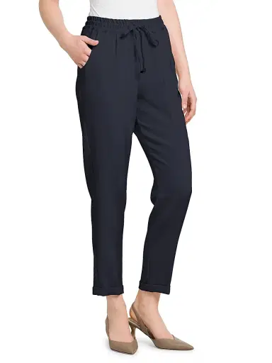 Kiton Women's Drawstring Stretch Silk Pants - Navy - Size 4 | Thumbnail 4 Kiton Women's Drawstring Stretch Silk Pants - Navy - Size 4 | Thumbnail 4