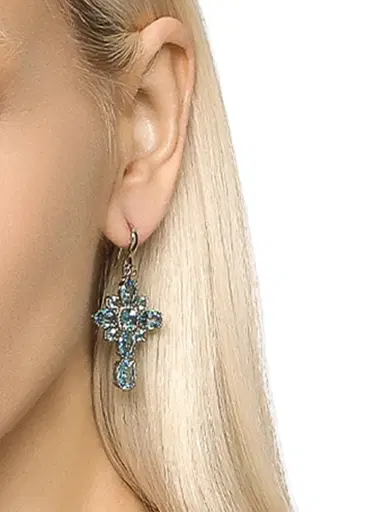 Dolce & Gabbana Women's Cross 18K White Gold & Swiss Blue Topaz Cross Drop Earrings - White Gold | Thumbnail 2 Dolce & Gabbana Women's Cross 18K White Gold & Swiss Blue Topaz Cross Drop Earrings - White Gold | Thumbnail 2