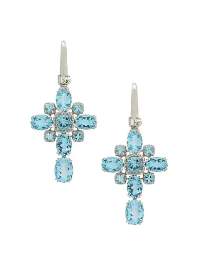 Dolce & Gabbana Women's Cross 18K White Gold & Swiss Blue Topaz Cross Drop Earrings - White Gold | Thumbnail 1 Dolce & Gabbana Women's Cross 18K White Gold & Swiss Blue Topaz Cross Drop Earrings - White Gold | Thumbnail 1