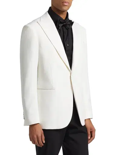 Saks Fifth Avenue Men's COLLECTION Wool Single-Breasted Blazer - White - Size 50 | Thumbnail 4 Saks Fifth Avenue Men's COLLECTION Wool Single-Breasted Blazer - White - Size 50 | Thumbnail 4