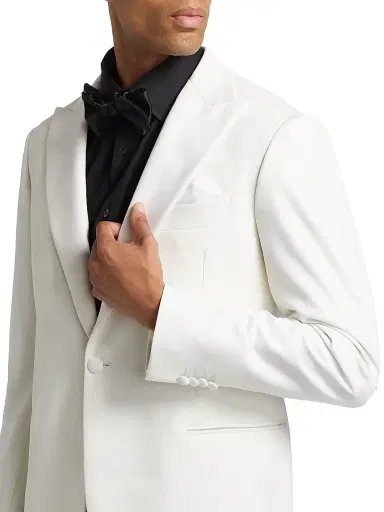 Saks Fifth Avenue Men's COLLECTION Wool Single-Breasted Blazer - White - Size 50 | Thumbnail 6 Saks Fifth Avenue Men's COLLECTION Wool Single-Breasted Blazer - White - Size 50 | Thumbnail 6