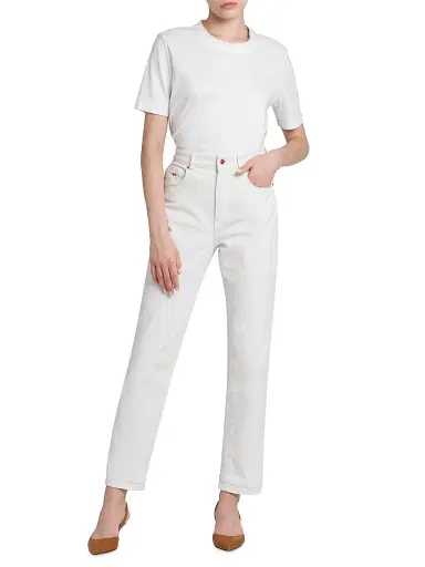 Kiton Women's Mom-Fit High-Rise Stretch Tapered Jeans - White - Size 8 | Thumbnail 2 Kiton Women's Mom-Fit High-Rise Stretch Tapered Jeans - White - Size 8 | Thumbnail 2