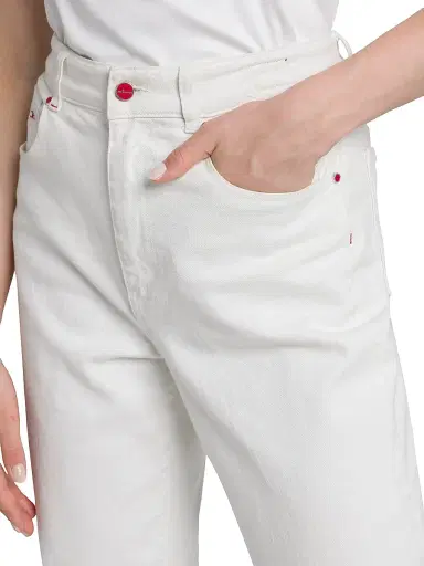 Kiton Women's Mom-Fit High-Rise Stretch Tapered Jeans - White - Size 8 | Thumbnail 6 Kiton Women's Mom-Fit High-Rise Stretch Tapered Jeans - White - Size 8 | Thumbnail 6