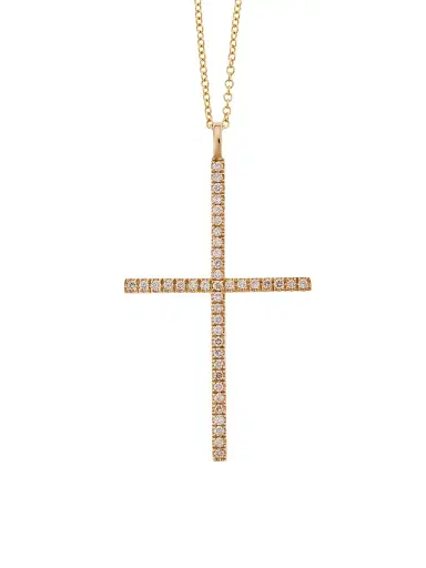 Ileana Makri Women's Classic 18K Yellow Gold & Diamond Cross Pendant Necklace - Yellow Gold | Thumbnail 1 Ileana Makri Women's Classic 18K Yellow Gold & Diamond Cross Pendant Necklace - Yellow Gold | Thumbnail 1