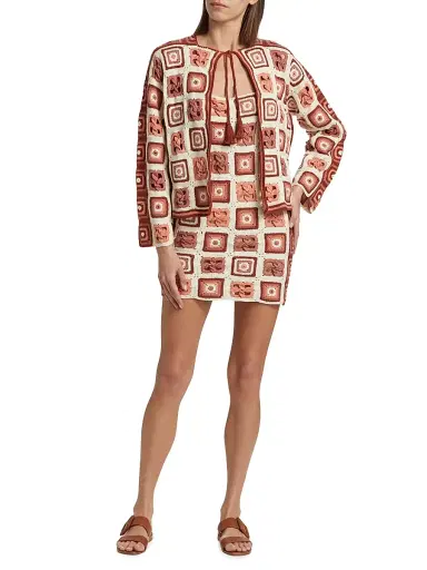 ESCVDO Women's Camino Santeria Crochet Minidress - Brown | Thumbnail 2 ESCVDO Women's Camino Santeria Crochet Minidress - Brown | Thumbnail 2