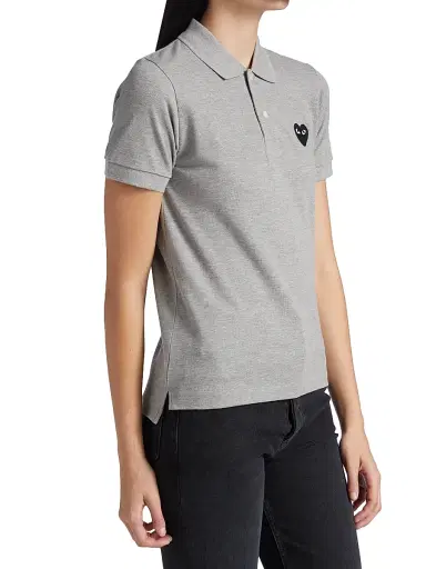 Comme des Garçons PLAY Women's Embroidered Heart Polo - Grey | Thumbnail 4 Comme des Garçons PLAY Women's Embroidered Heart Polo - Grey | Thumbnail 4