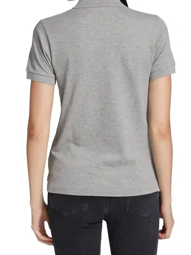 Comme des Garçons PLAY Women's Embroidered Heart Polo - Grey | Thumbnail 5 Comme des Garçons PLAY Women's Embroidered Heart Polo - Grey | Thumbnail 5