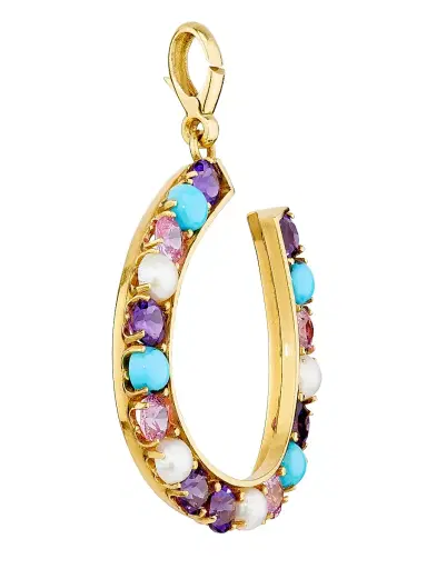 Jenna Blake Women's 18K Yellow Gold & Multi-Stone Horseshoe Charm - Gold | Thumbnail 2 Jenna Blake Women's 18K Yellow Gold & Multi-Stone Horseshoe Charm - Gold | Thumbnail 2