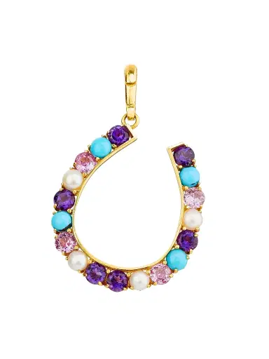 Jenna Blake Women's 18K Yellow Gold & Multi-Stone Horseshoe Charm - Gold | Thumbnail 1 Jenna Blake Women's 18K Yellow Gold & Multi-Stone Horseshoe Charm - Gold | Thumbnail 1