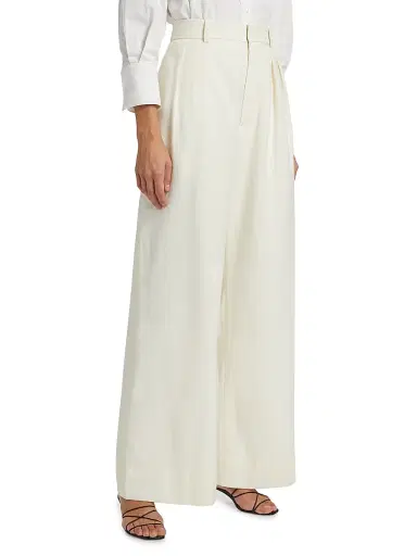 WARDROBE.NYC Women's Pleated Wool Low-Rise Trousers - Off White | Thumbnail 3 WARDROBE.NYC Women's Pleated Wool Low-Rise Trousers - Off White | Thumbnail 3
