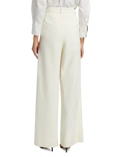 WARDROBE.NYC Women's Pleated Wool Low-Rise Trousers - Off White | Thumbnail 4 WARDROBE.NYC Women's Pleated Wool Low-Rise Trousers - Off White | Thumbnail 4