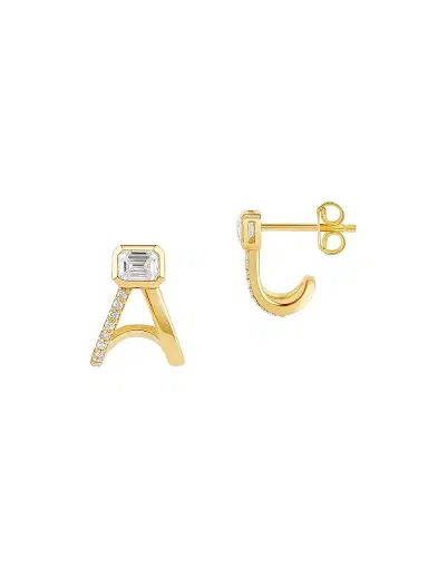 770 Fine Jewelry Women's Multishape 14K Yellow Gold & 0.50 TCW Diamond Huggie Earrings - Gold | Thumbnail 1 770 Fine Jewelry Women's Multishape 14K Yellow Gold & 0.50 TCW Diamond Huggie Earrings - Gold | Thumbnail 1