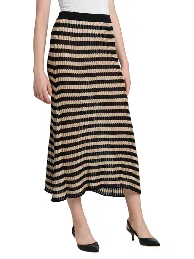 Kiton Women's Striped Knit Silk Midi-Skirt - Sand Black - Size 12 | Thumbnail 4 Kiton Women's Striped Knit Silk Midi-Skirt - Sand Black - Size 12 | Thumbnail 4