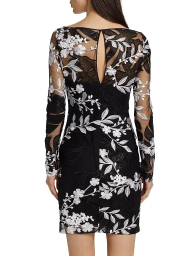 Naeem Khan Women's Sequined & Floral- Embroidered Cocktail Minidress - Black White | Thumbnail 5 Naeem Khan Women's Sequined & Floral- Embroidered Cocktail Minidress - Black White | Thumbnail 5