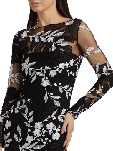 Naeem Khan Women's Sequined & Floral- Embroidered Cocktail Minidress - Black White | Thumbnail 6 Naeem Khan Women's Sequined & Floral- Embroidered Cocktail Minidress - Black White | Thumbnail 6
