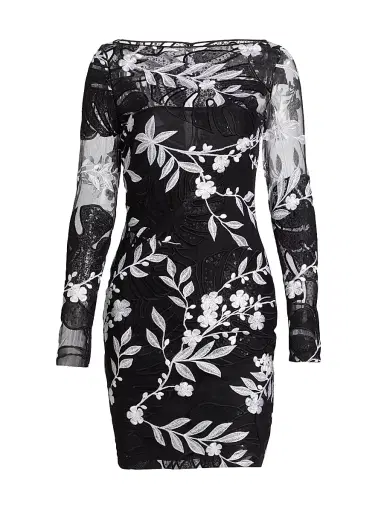 Naeem Khan Women's Sequined & Floral- Embroidered Cocktail Minidress - Black White | Thumbnail 1 Naeem Khan Women's Sequined & Floral- Embroidered Cocktail Minidress - Black White | Thumbnail 1