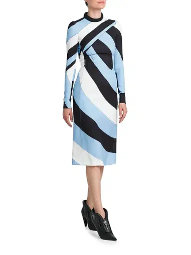 Pucci Women's Printed Long-Sleeve Midi-Dress - Nero Azzurro | Thumbnail 4 Pucci Women's Printed Long-Sleeve Midi-Dress - Nero Azzurro | Thumbnail 4