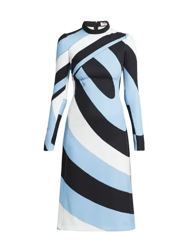 Pucci Women's Printed Long-Sleeve Midi-Dress - Nero Azzurro | Thumbnail 1 Pucci Women's Printed Long-Sleeve Midi-Dress - Nero Azzurro | Thumbnail 1