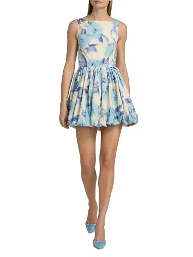 AZEEZA Women's Ananya Satin Cotton-Blend Bubble Minidress - Blue Rose - Size Small | Thumbnail 2 AZEEZA Women's Ananya Satin Cotton-Blend Bubble Minidress - Blue Rose - Size Small | Thumbnail 2