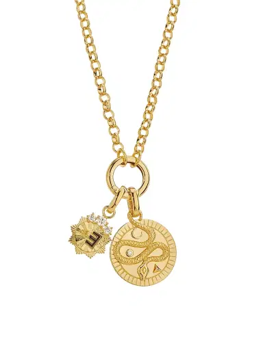 Foundrae Women's Wholeness & Internal Compass 18K Yellow Gold & 0.23 TCW Diamond Belcher Chain Necklace - Yellow Gold | Thumbnail 1 Foundrae Women's Wholeness & Internal Compass 18K Yellow Gold & 0.23 TCW Diamond Belcher Chain Necklace - Yellow Gold | Thumbnail 1